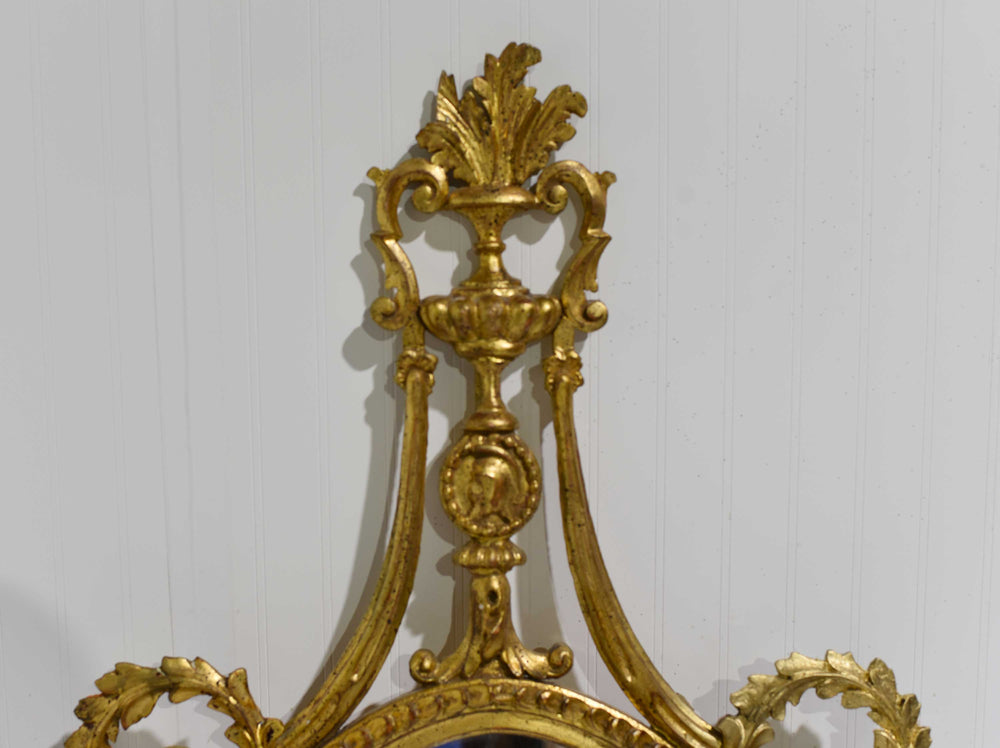 Vintage Neoclassical Wreath and Swag Giltwood Wall Mirror