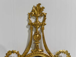 Vintage Neoclassical Wreath and Swag Giltwood Wall Mirror
