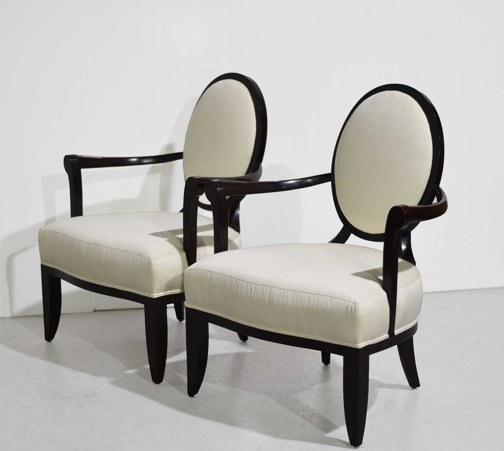 Vintage Oval X-Back Arm Chairs Barbara Barry for Baker Furniture - Set of 2