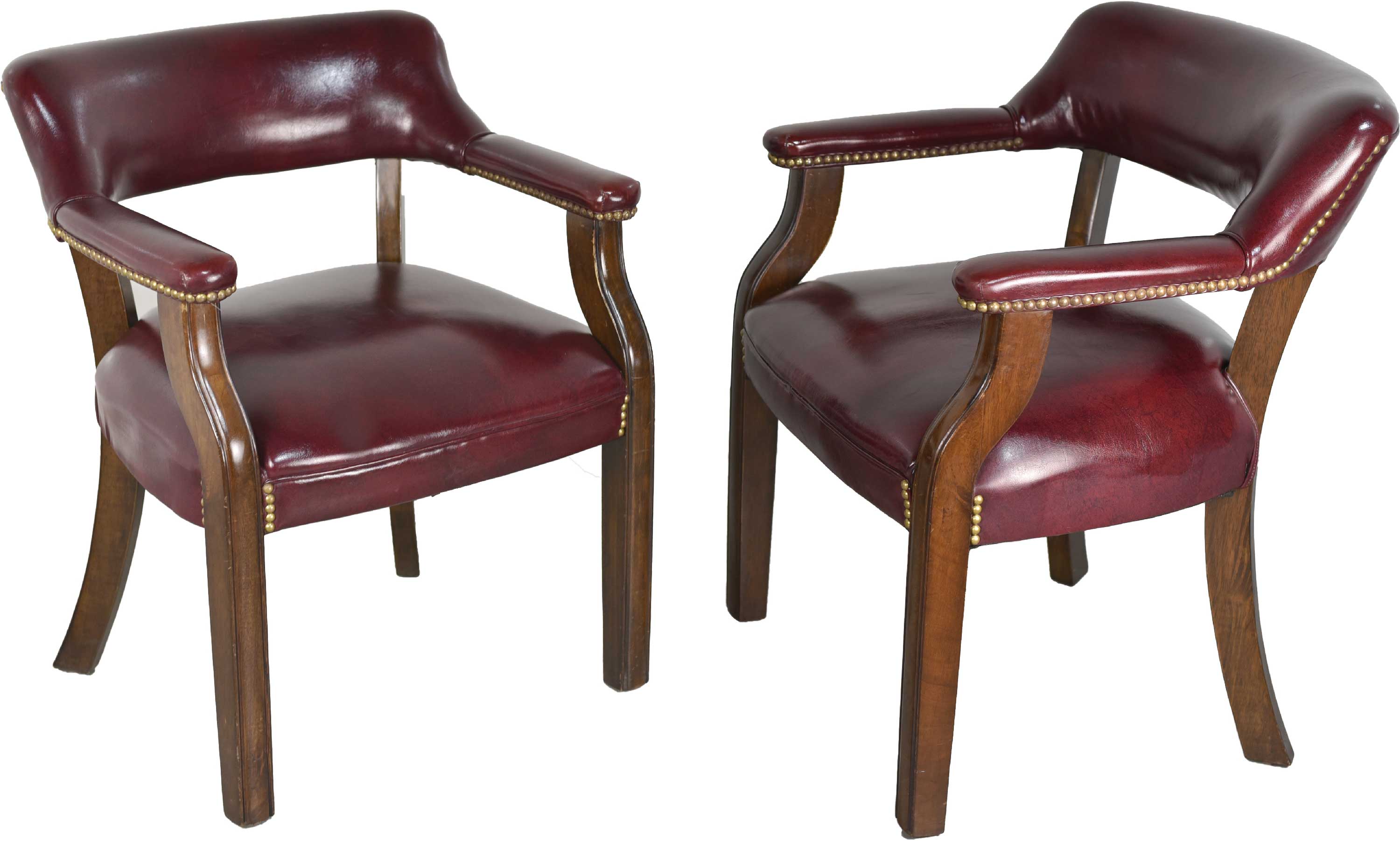 休日限定 Vintage Nailheads Brass with Chair Armchair Leather Oxblood デスクチェア