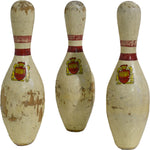 Vintage Red Crown Brunswick Bowling Pins - 3 Pieces