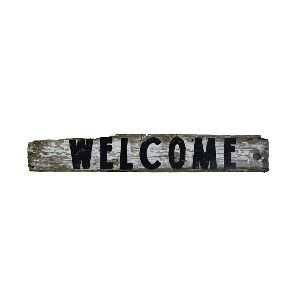 Vintage Shabby Black and White Welcome Sign
