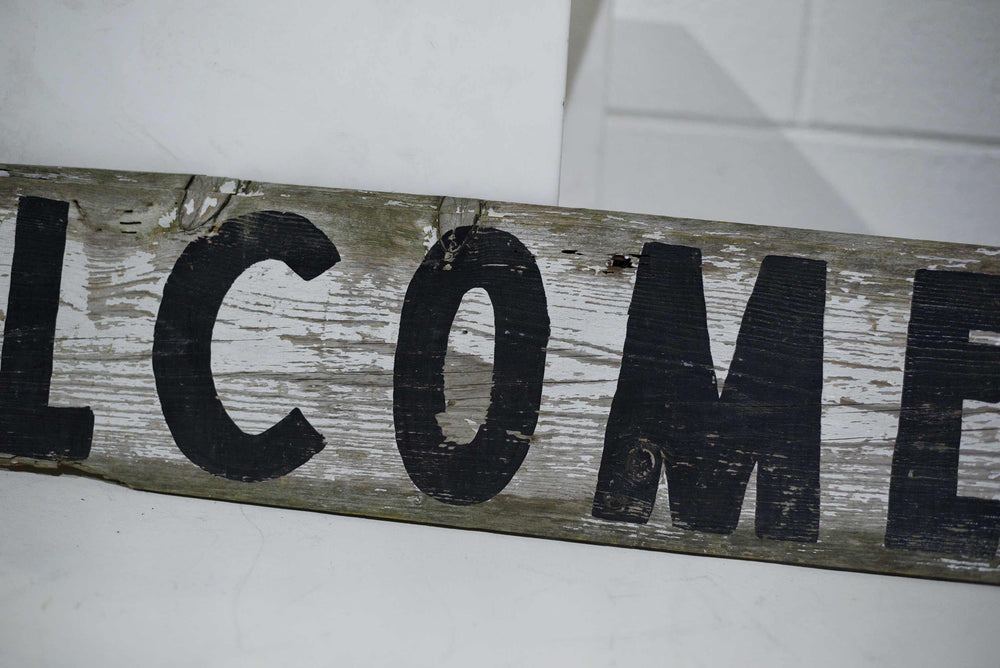 Vintage Shabby Black and White Welcome Sign