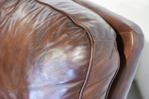 Vintage Traditional Brown Leather  Reclining Library Chair