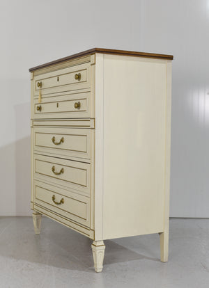 age Transitional Highboy Dresser Gold Accents by United Furniture