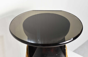 Vintage African Carved Wood Gold Mask Stool or Table