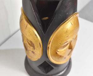 Vintage African Carved Wood Gold Mask Stool or Table