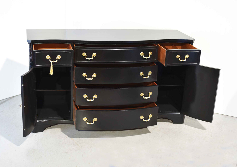 Vintage Bowfront Mahogany Sideboard by Bernhardt in Black - Newly Painted