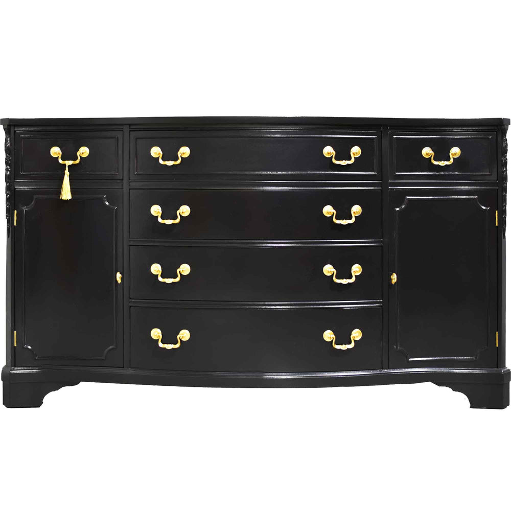 Vintage Bowfront Mahogany Sideboard by Bernhardt in Black - Newly Painted
