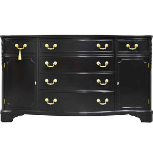 Vintage Bowfront Mahogany Sideboard by Bernhardt in Black - Newly Painted