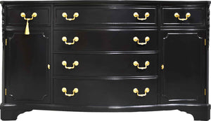 Vintage Bowfront Mahogany Sideboard by Bernhardt in Black - Newly Painted
