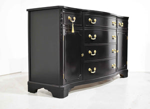 Vintage Bowfront Mahogany Sideboard by Bernhardt in Black - Newly Painted