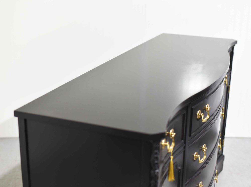 Vintage Bowfront Mahogany Sideboard by Bernhardt in Black - Newly Painted