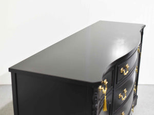 Vintage Bowfront Mahogany Sideboard by Bernhardt in Black - Newly Painted