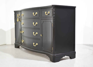 Vintage Bowfront Mahogany Sideboard by Bernhardt in Black - Newly Painted