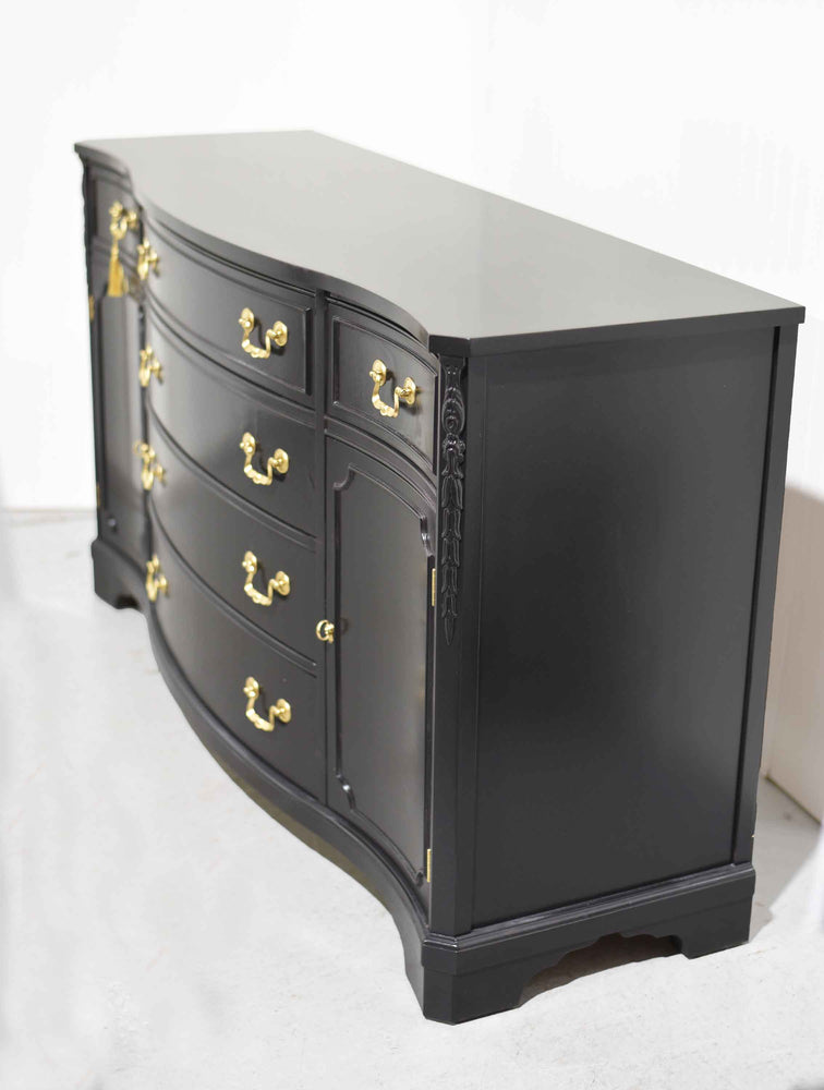 Vintage Bowfront Mahogany Sideboard by Bernhardt in Black - Newly Painted