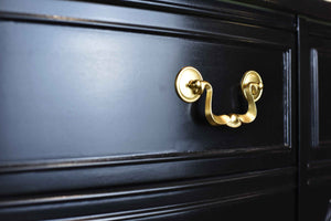 Vintage Bowfront Mahogany Sideboard by Bernhardt in Black - Newly Painted