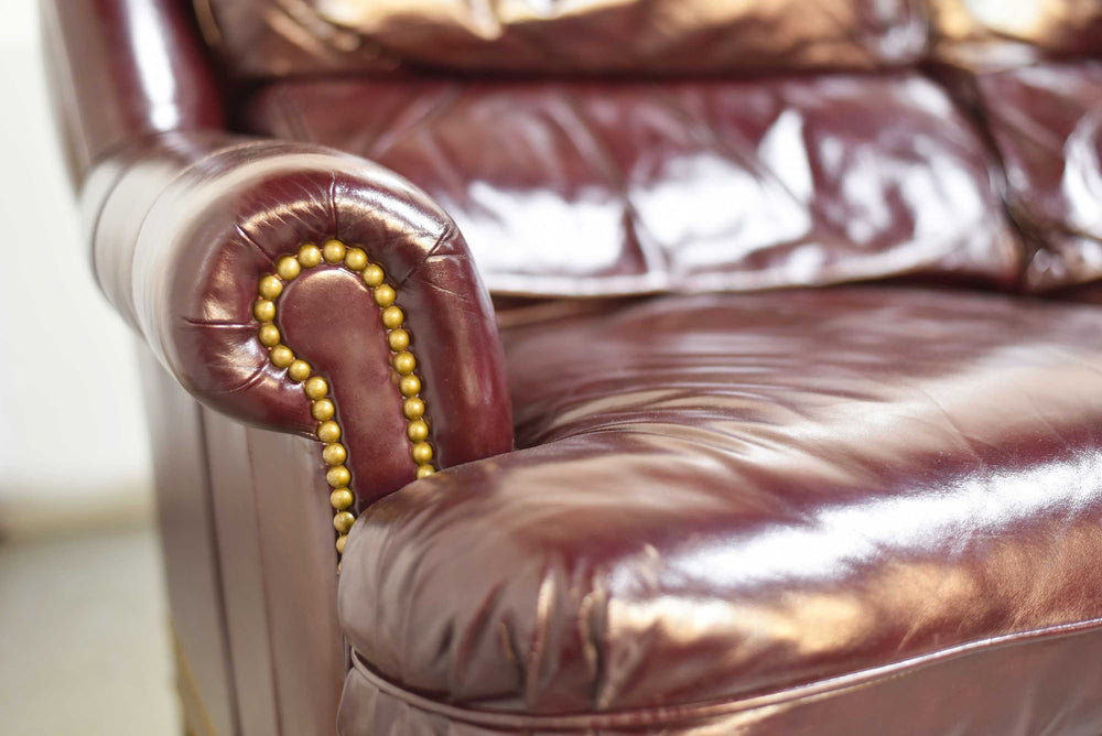 Vintage Oxblood Leather 3 Seater 8134NB AUSTIN SOFA by Hancock and Moore