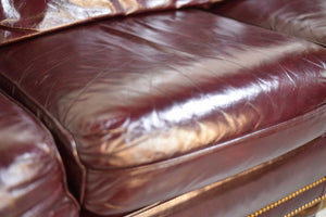 Vintage Oxblood Leather 3 Seater 8134NB AUSTIN SOFA by Hancock and Moore