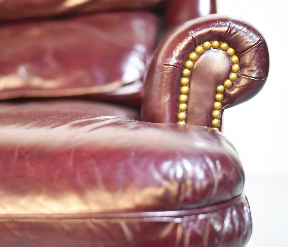 Vintage Oxblood Leather 3 Seater 8134NB AUSTIN SOFA by Hancock and Moore