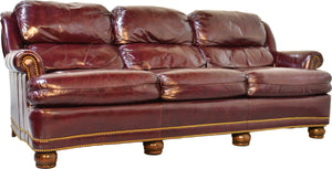 Vintage Oxblood Leather 3 Seater 8134NB AUSTIN SOFA by Hancock and Moore