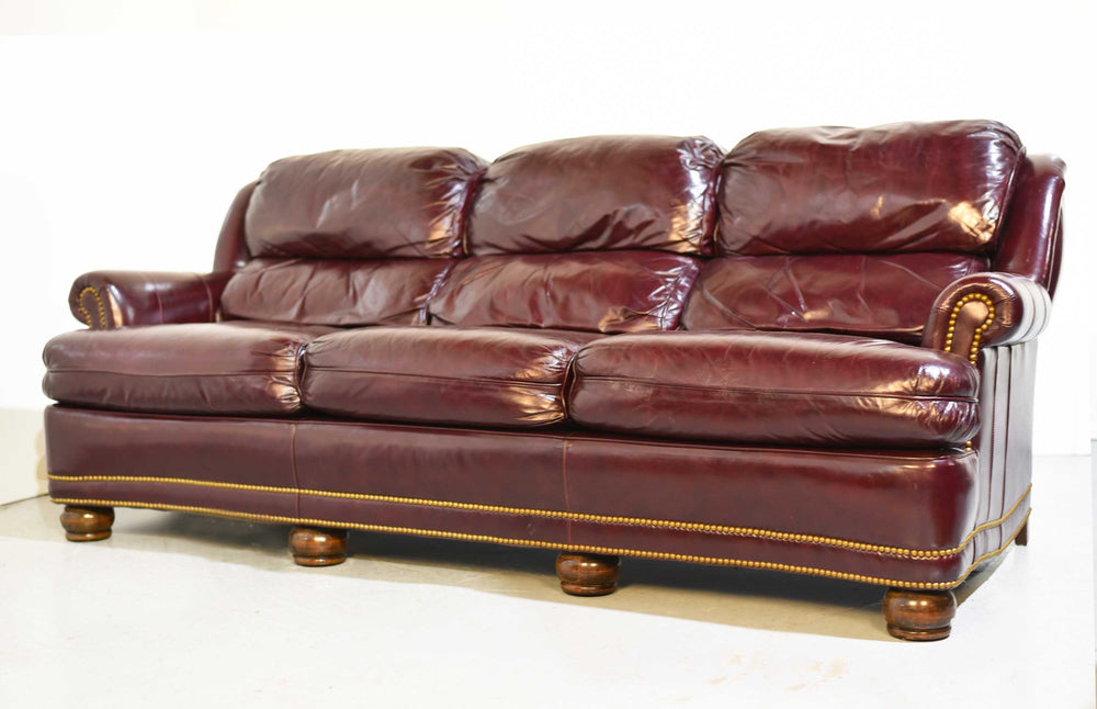 Vintage Oxblood Leather 3 Seater 8134NB AUSTIN SOFA by Hancock and Moore