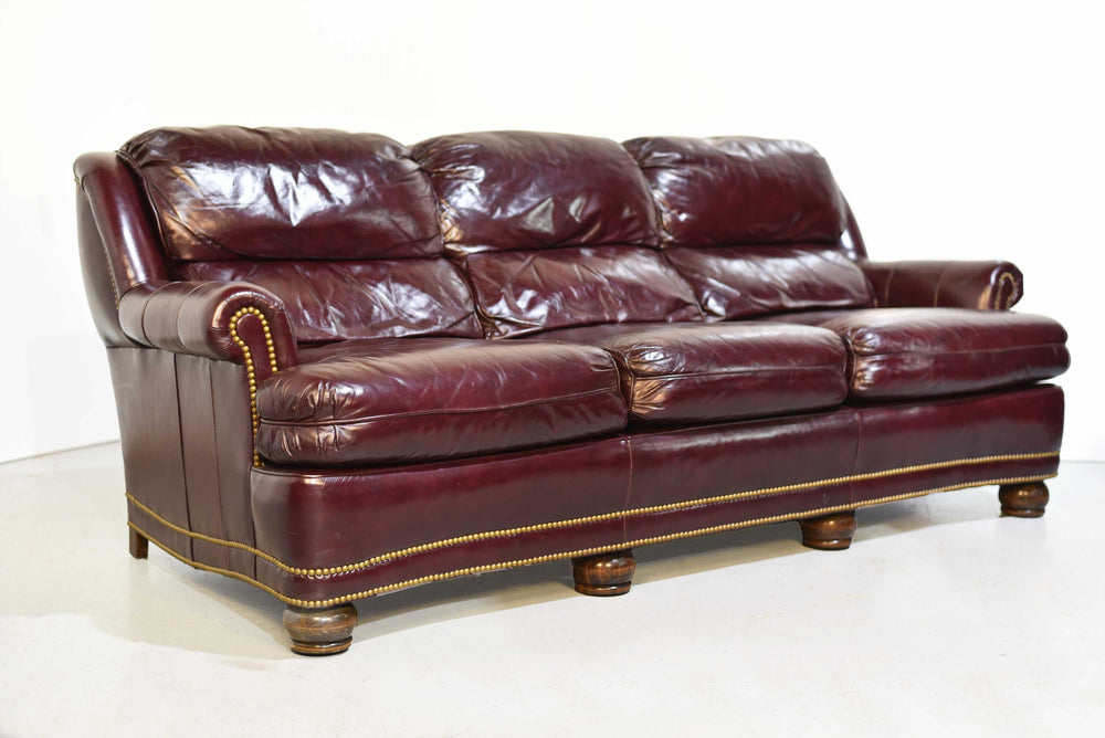 Vintage Oxblood Leather 3 Seater 8134NB AUSTIN SOFA by Hancock and Moore