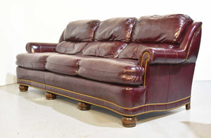 Vintage Oxblood Leather 3 Seater 8134NB AUSTIN SOFA by Hancock and Moore