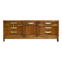 Mid-Century Campaign Style Credenza by Fancher Furniture — 9 Drawers