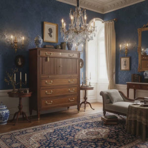 
            
                Load and play video in Gallery viewer, Mid Century Provincial Louis XVI Collection Tambour Door Chest by Kindel of Grand Rapids
            
        