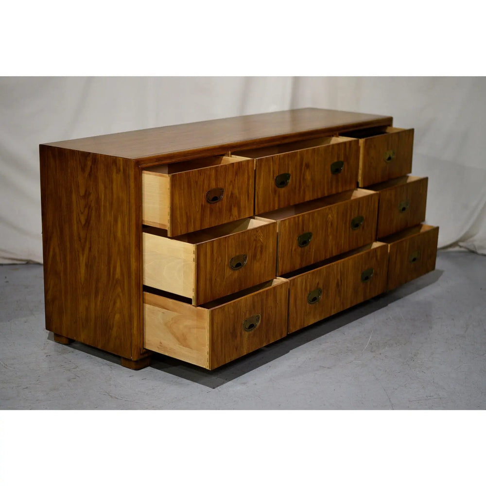Vintage Campaign  9 Drawer Passage Collection\ Dresser by Drexel