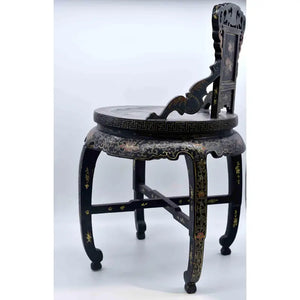 Vintage Chinese Hand Painted Lacquered Chang Ming Style Decorative Chair