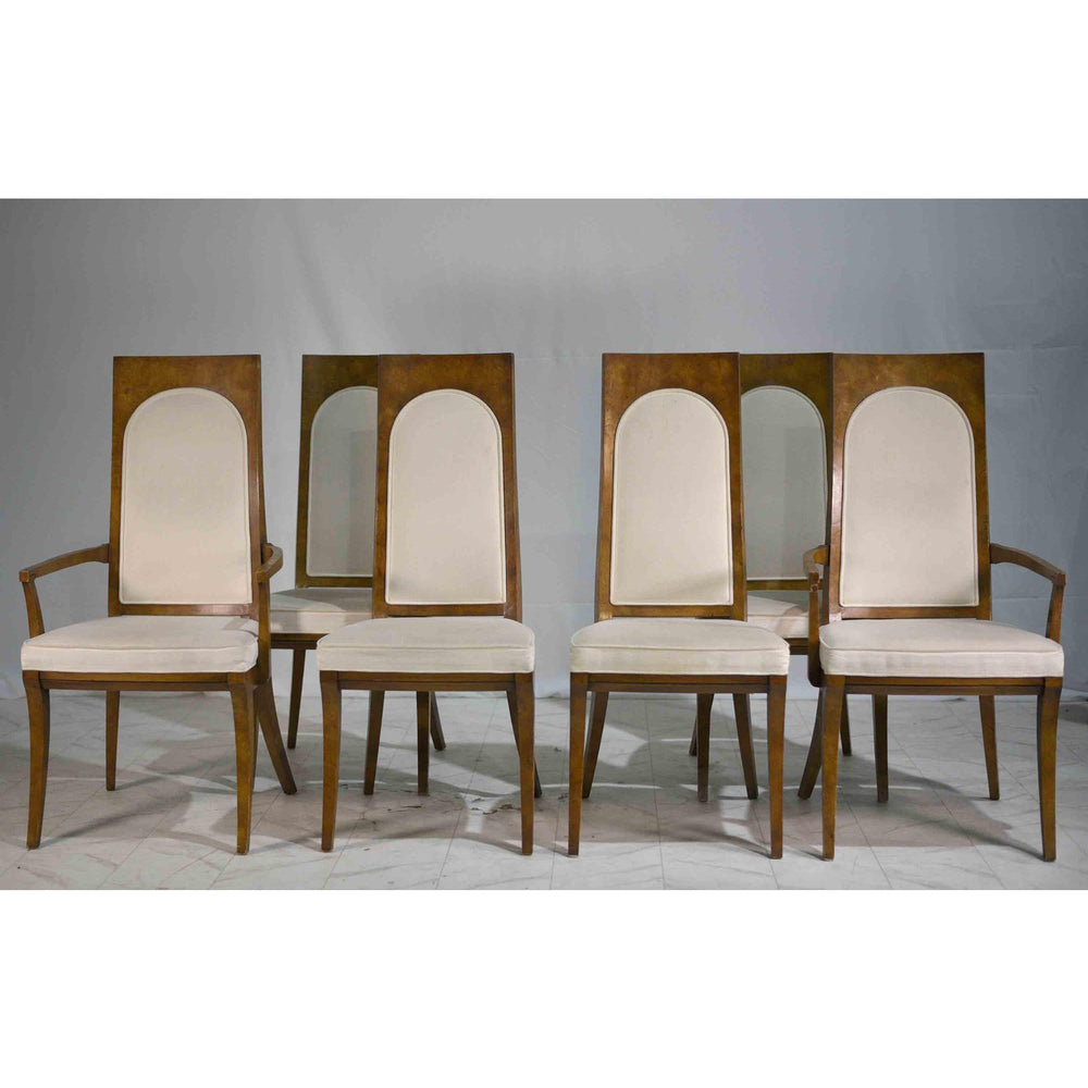 1960s Hollywood Regency Amboyna Wood Dining Chairs by Mastercraft - Set of 6
