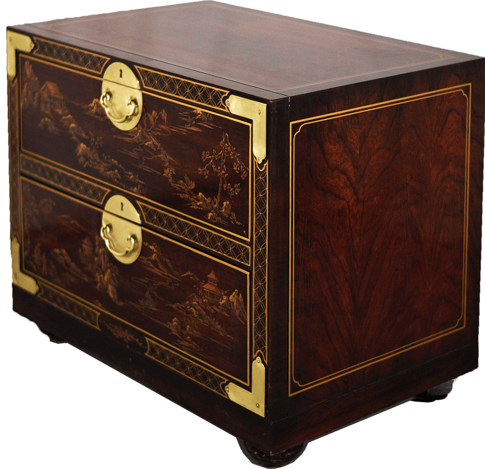 1970s Chinoiserie Campaign Style Cabinet Stacking Chest by Drexel Et Cetera Collection