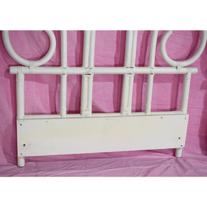 1970s Palm Beach Regency Twin Rattan Headboards in White - a Pair