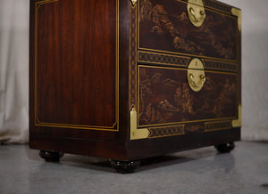 1970s Chinoiserie Campaign Style Cabinet Stacking Chest by Drexel Et Cetera Collection