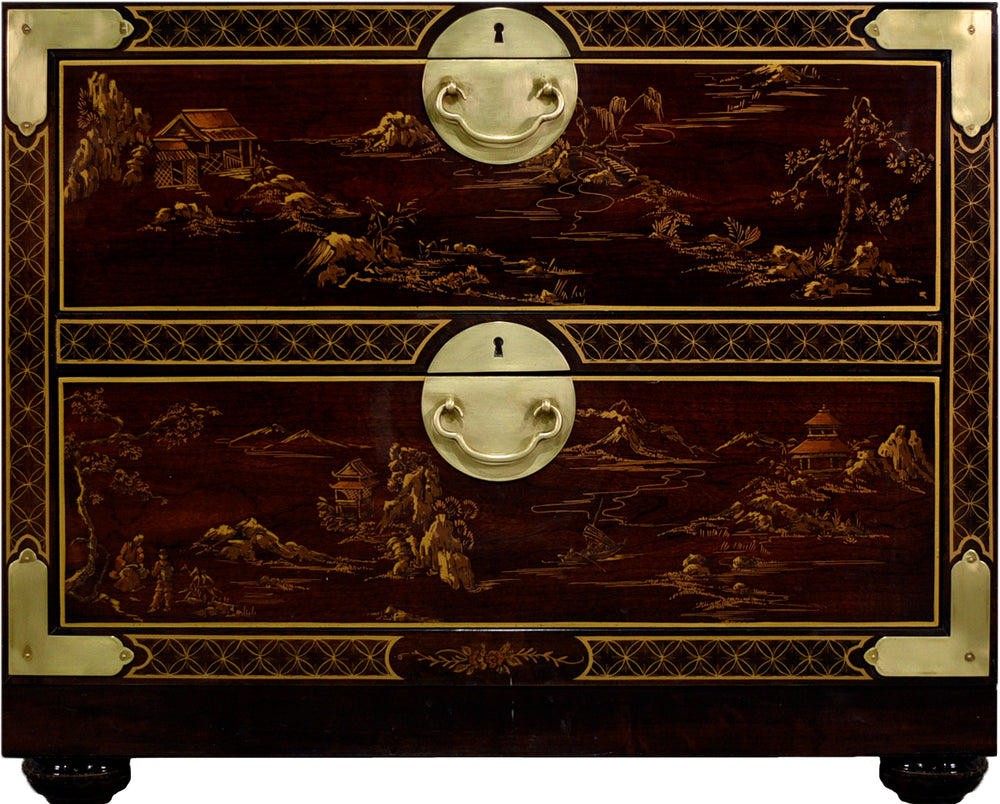 1970s Chinoiserie Campaign Style Cabinet Stacking Chest by Drexel Et Cetera Collection