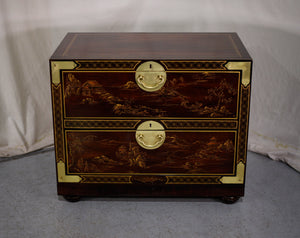 1970s Chinoiserie Campaign Style Cabinet Stacking Chest by Drexel Et Cetera Collection