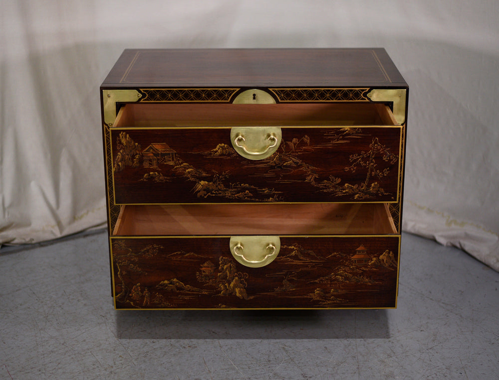 1970s Chinoiserie Campaign Style Cabinet Stacking Chest by Drexel Et Cetera Collection