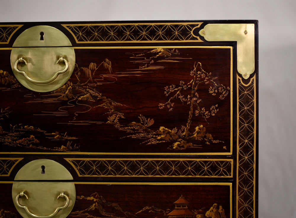 1970s Chinoiserie Campaign Style Cabinet Stacking Chest by Drexel Et Cetera Collection