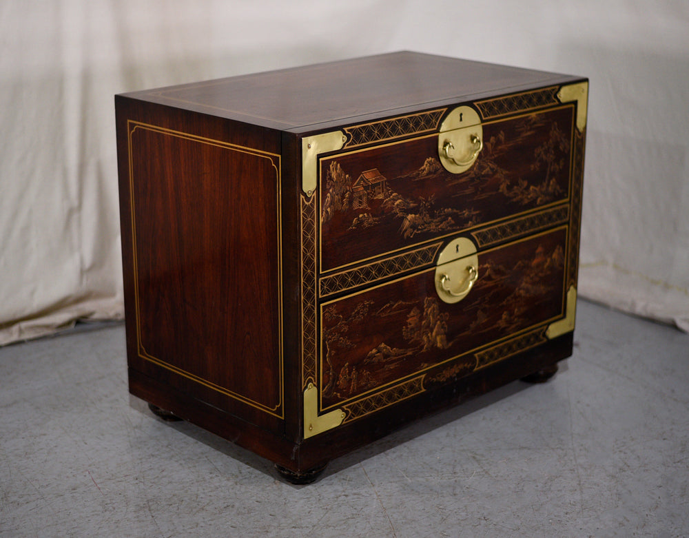 1970s Chinoiserie Campaign Style Cabinet Stacking Chest by Drexel Et Cetera Collection