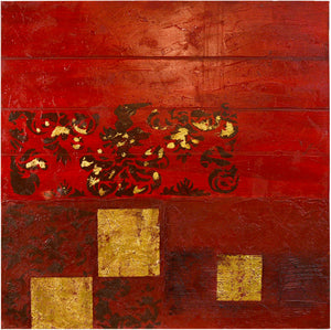 Contemporary Abstract Geometric Oil Painting with Gold Leaf