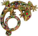 Multicolored Decorative Cast Resin Gecko or Salamander with Faux Jewel Accents