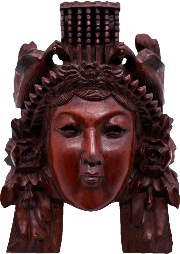 Vintage Hand-Carved Decorative Wooden Mask from Spain