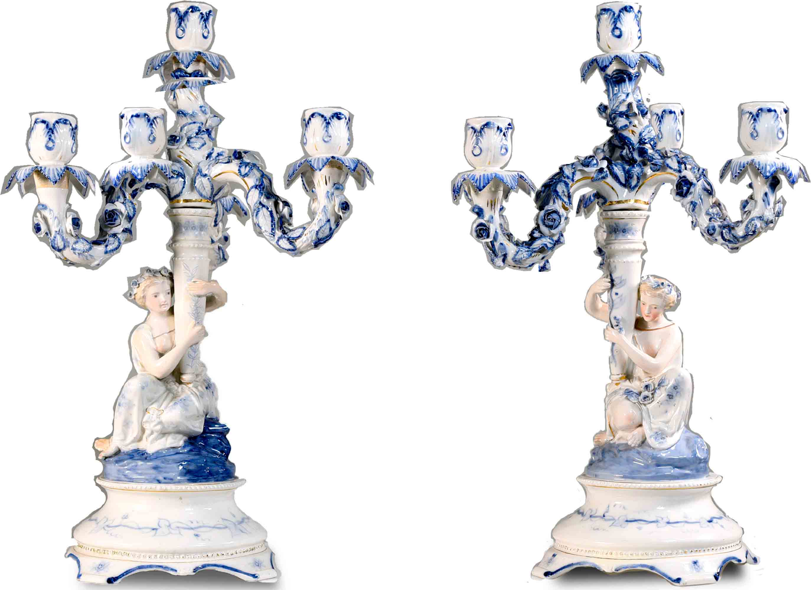 Sitzendorf buy porcelain candlestick Germany rococo candelabra rare angels flowers