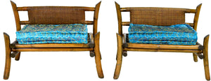 Mid-Century Woven Rattan Tatami Floor Chairs - A Pair