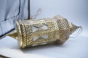 Mid 20th Century Pierced Brass Moroccan Hanging Lantern