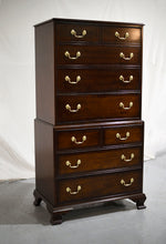 Vintage Chippendale Style Flip Top Media or Storage Unit with Faux Drawers