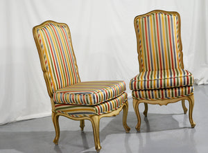 French louis xvi moire arm chairs