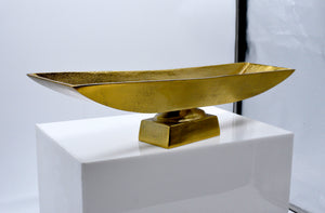 Contemporary Cast Aluminum Painted Gold Decorative Bowl Catchall on Base